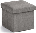 Ornavo Home Small Storage Ottoman Foldable Collapsible Cube Square Linen by OrnavoHome