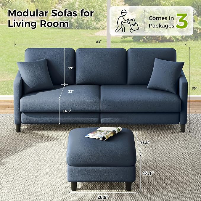 Welzona 83" Couches for Living Room, Teddy Sofa Couch - Image 3