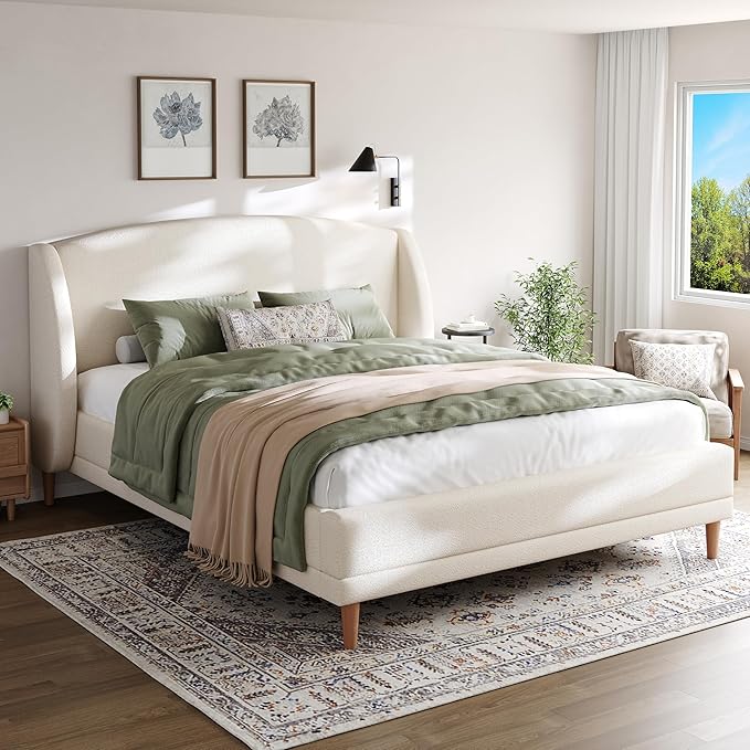 Christopher Knight Home Hazel Queen Size Bed Frame, Upholstered Platform Bed by ChristopherKnightHome