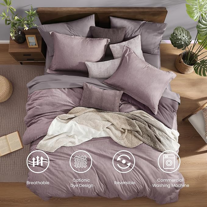 Monbix Full Size Comforter Set, Lilac Bedding Comforter - Image 2