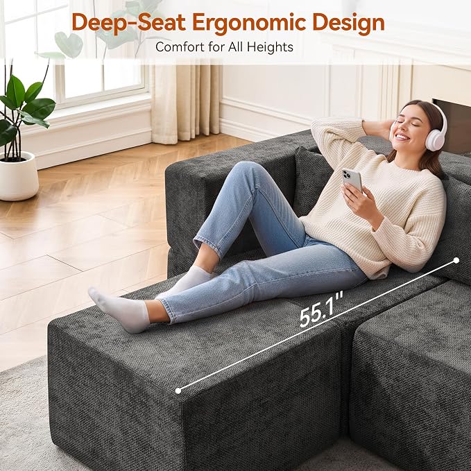 MONVANE Modular Sectional Sofa, Oversized 10 Seat Convertible U Shaped Couch - Image 5