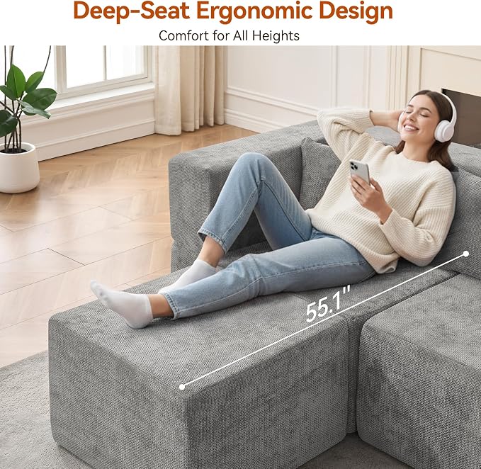 MONVANE 103'' Modular Sectional Sofa, Cloud Sectional Couch - Image 5