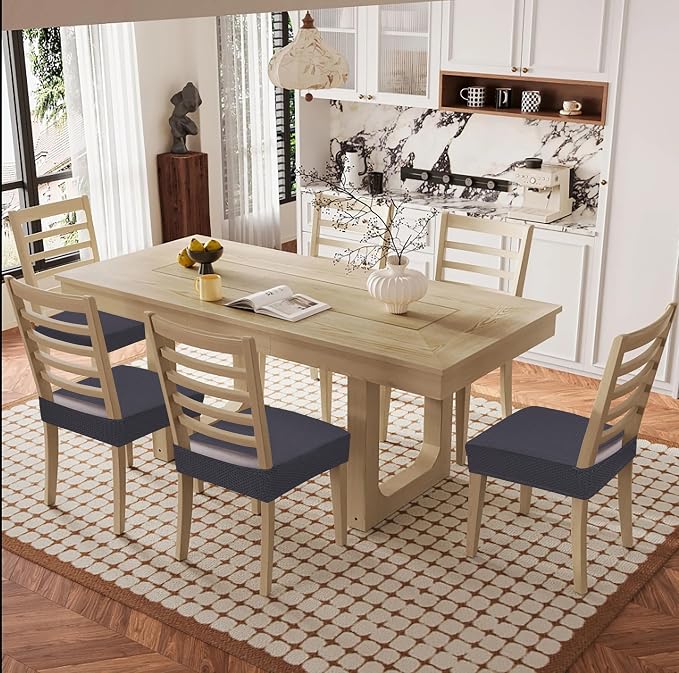 Smiry Waterproof Seat Covers for Dining Room Chairs Set of 2, Stretch Jacquard - Image 8