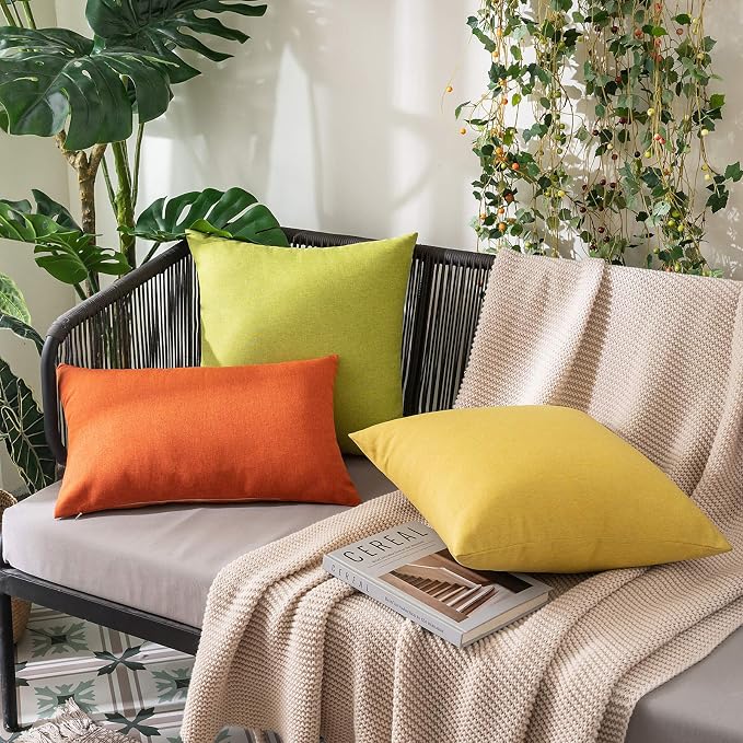 MIULEE Pack of 2 Decorative Outdoor Solid Waterproof Throw Pillow Covers Spring - Image 5