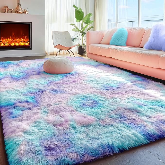 PAGISOFE Soft Purple Rainbow Rugs by PAGISOFE