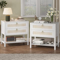 Xixini Nightstand Set of 2, Rattan Boho Bedside Table by Xixini
