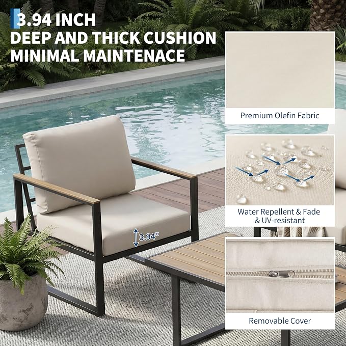 GarveeHome 4-Piece Aluminum Patio Furniture Set - Image 4