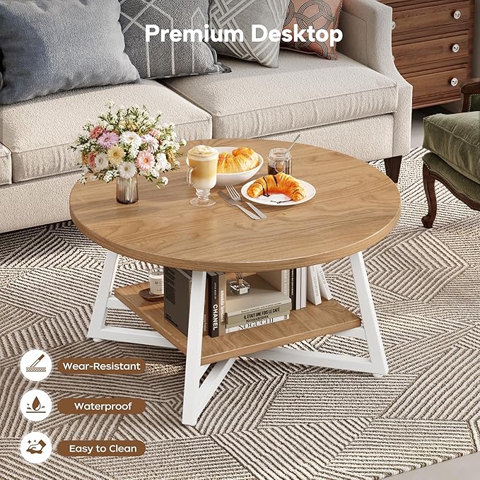 Coffee Table for Living Room, Round Coffee Table, Small Circle Coffee Table - Image 6