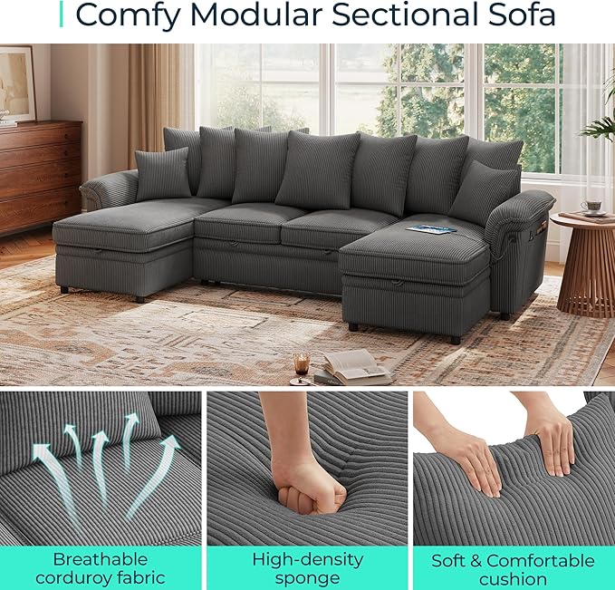 LINSY HOME Oversized Sectional Sleeper Sofa - Image 4