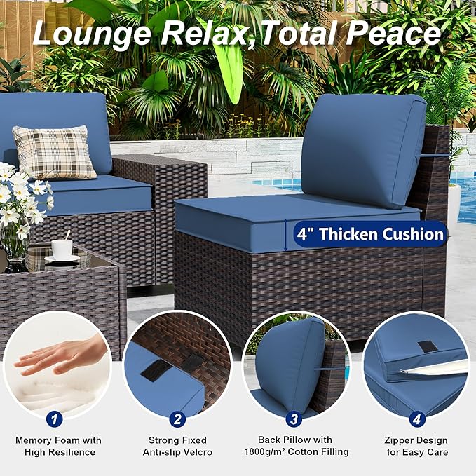 Outdoor Patio Furniture Set, 12 Pieces Outdoor Sectional Furniture High - Image 4