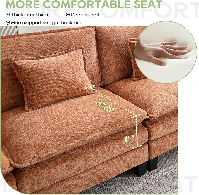 Oprisen 154" Modular Sectional Sofa, Comfy Cloud Couch Sectional Sofa - Image 2