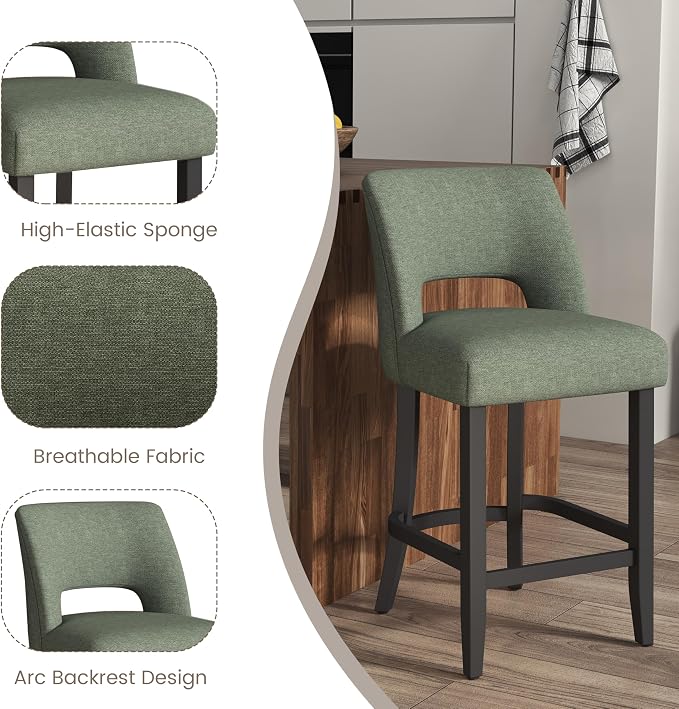 VKNOW Bar Stools Set of 2, Modern Counter Stools - Image 8