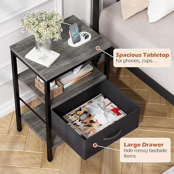SUPERJARE Nightstand Set of 2, Bed Side Tables - Image 9