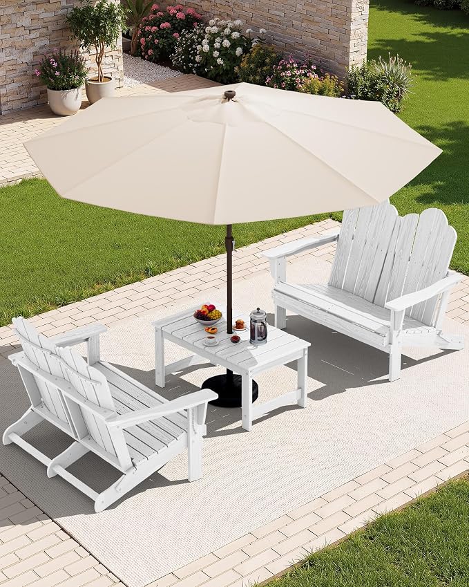 SERWALL Folding Adirondack Bench Set of 2, HDPE All-Weather Adirondack Loveseat - Image 10