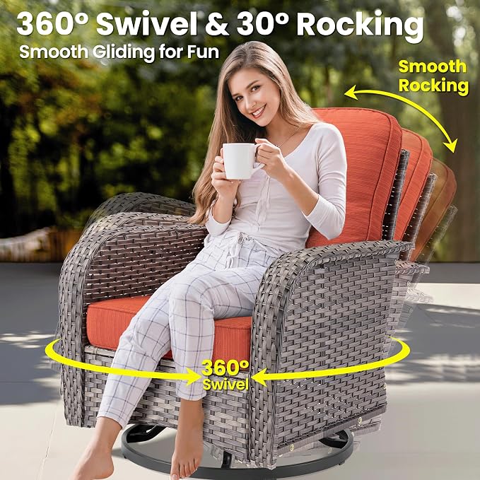 ovios 9 Pieces Patio Furniture Set, Outdoor Wicker Sofa Couch - Image 2