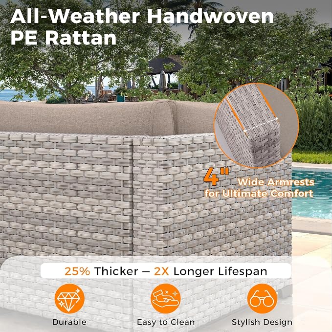 14-Seat Outdoor Wicker Patio Furniture Set - Image 4