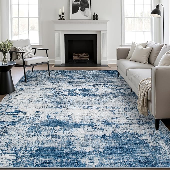 8x10 Area Rug Living Room Rug: Washable Modern Abstract Soft Thin Rug Indoor by FXRHLP