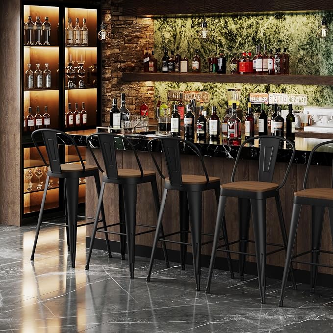 Andeworld Metal Bar Stools Set of 4, 26 inch Counter Height Barstools - Image 6