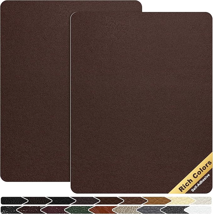 KING MOUNTAIN Leather Repair Patch, 2 Packs 9 x 11 Inches self Adhesive Leather by ForABetterHomeLife