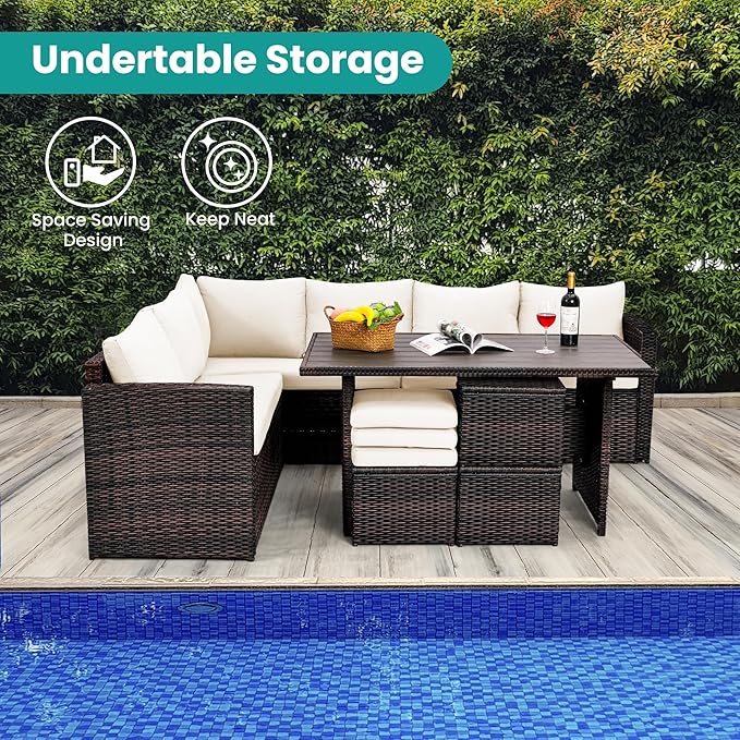 Wumiokio Patio Furniture Set, 7 Pieces Outdoor Patio Furniture - Image 4