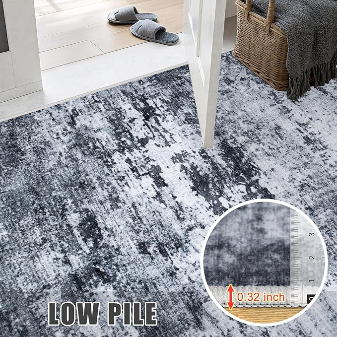 Round Area Rug for Living Room: 8 ft Washable Modern Abstract Soft Thin Rug - Image 7