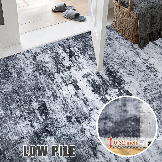 Round Area Rug for Living Room: 5 ft Washable Modern Abstract Soft Thin Rug - Image 7
