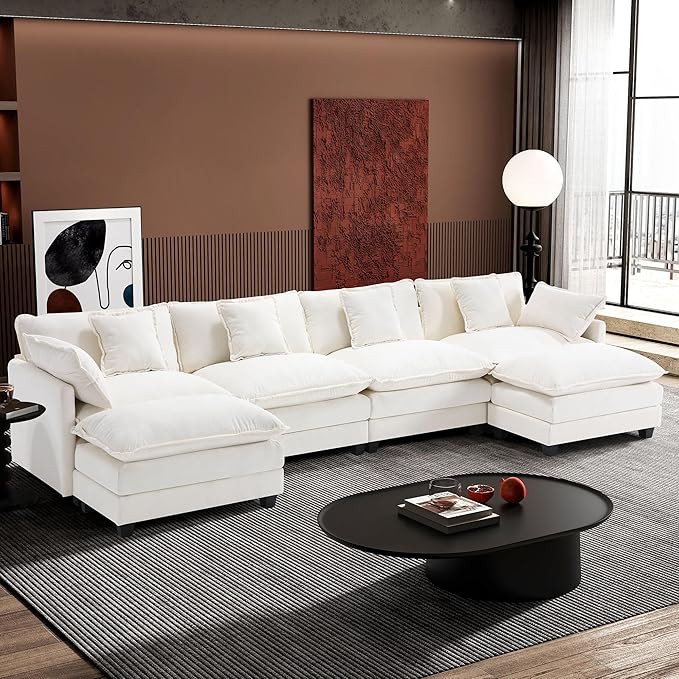 Ihanherry 146" U-Shaped Modern Sofa Modular Sectional Cloud Couch by iHanHerry
