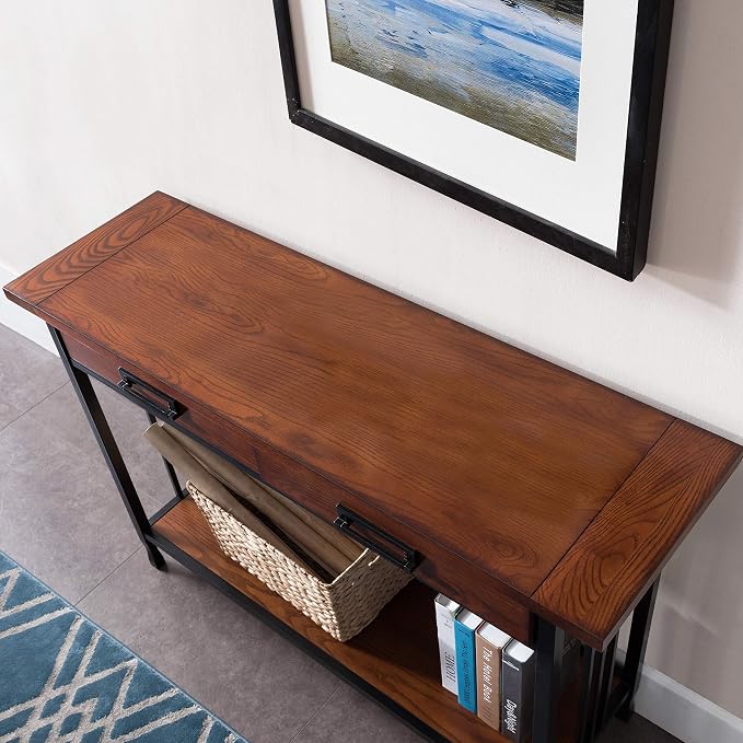 Leick Home 11233 Ironcraft Rustic Two Drawer Hall Console Sofa Table - Image 14