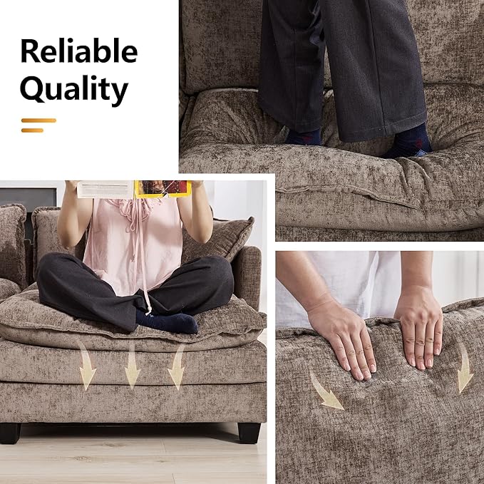 113'' V Shaped Cloud Sectional Sofa, Oversized Deep Seat Couches - Image 5