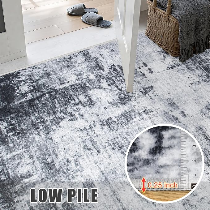 4x6 Area Rug Living Room Rug: Washable Modern Abstract Soft Thin Rug Indoor - Image 8