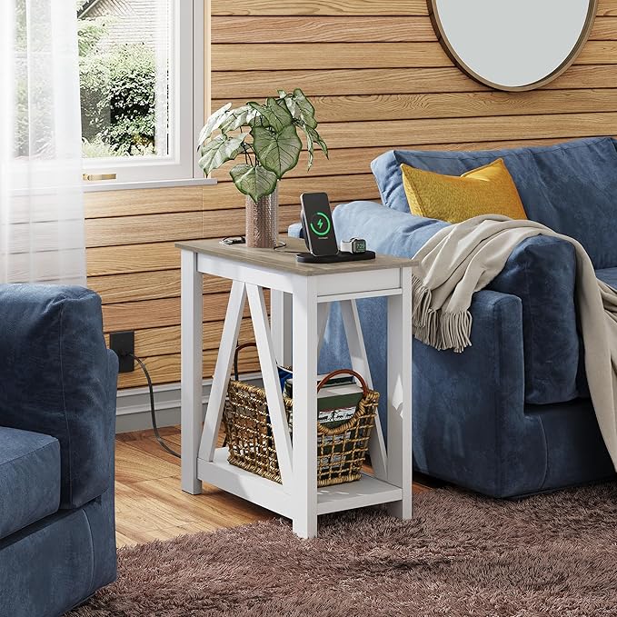 WLIVE Farmhouse End Table, Narrow Side Table - Image 2