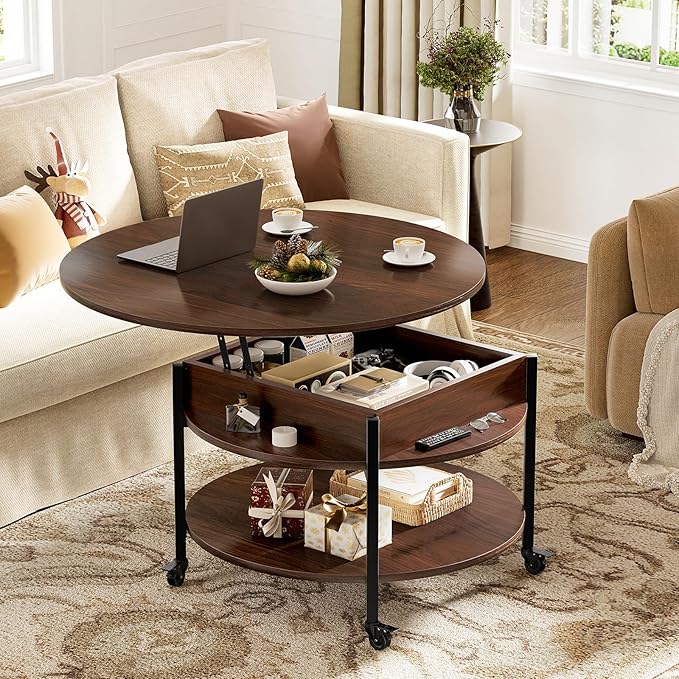 FABATO Round Lift Top Coffee Table - Image 2