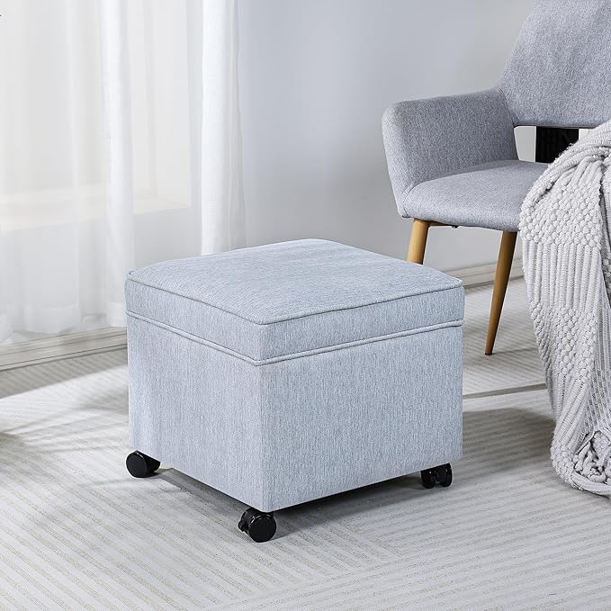 Adeco 17.5 inch Square Storage Ottoman - Image 2