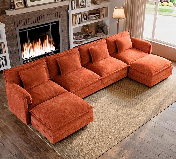 ELUCHANG 150" U Shaped Modular Sectional Cloud Couch by ELUCHANG
