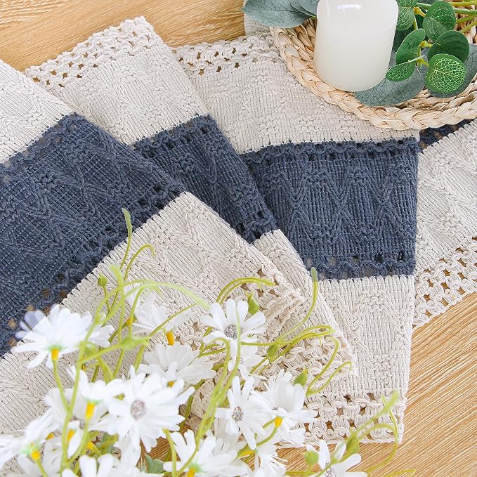 FEXIA Boho Blue Table Runner 90 Inches Long - Image 3