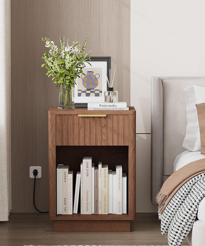 Akxomel Fluted Nightstands Set of 2, Wooden Night Stand - Image 5