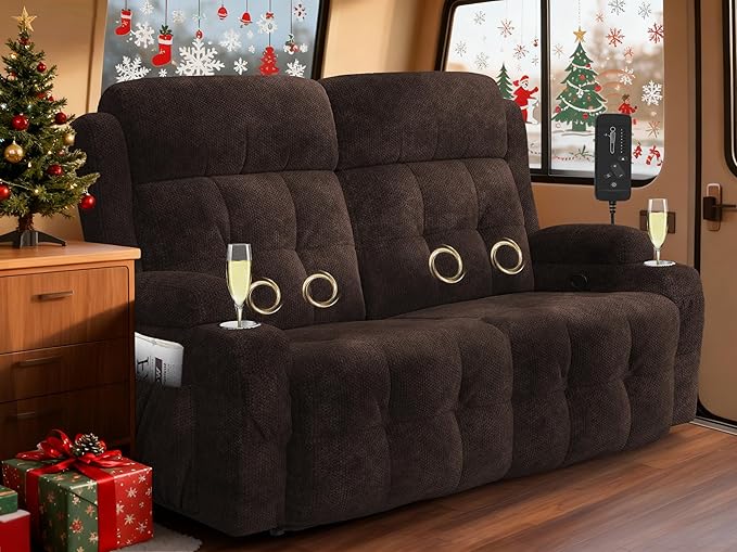 RV Loveseat Recliner Sofa, Wall Hugger Double Recliners by TiooiiReclinerSofa