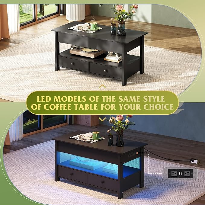 WLIVE Coffee Table, Lift Top Coffee Table - Image 6