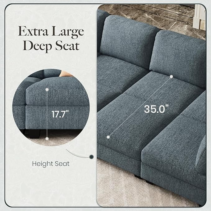 Belffin 111" Cloud Sectional Sleeper Sofa - Image 6