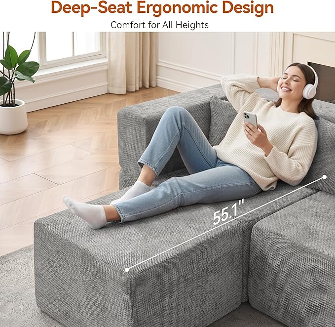 MONVANE Modular Sectional Sofa, Oversized 12 Seat Convertible U Shaped Couch - Image 5