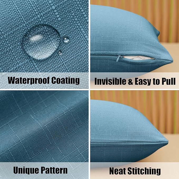 NiNi ALL Pack of 2 Decorative Outdoor Waterproof Pillow Covers Square Garden - Image 3
