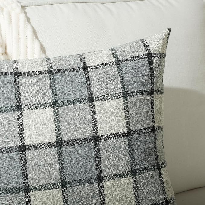 Stellhome Pack of 2 Linen Buffalo Check Decorative Throw Pillow Covers - Image 4