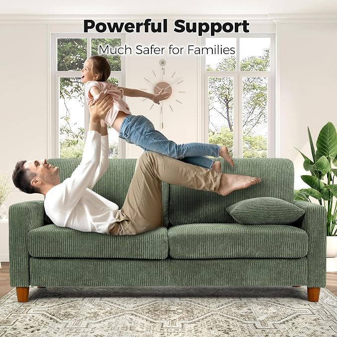 Kidirect 70in Corduroy Couch, Sofas - Image 7
