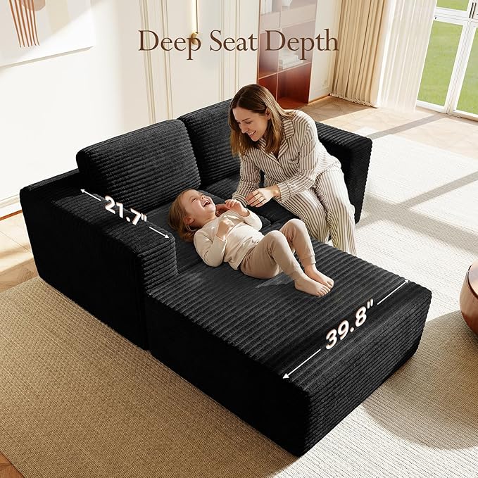 Vesgantti 80" Modular Sectional Sofa, Corduroy Cloud Couch - Image 5
