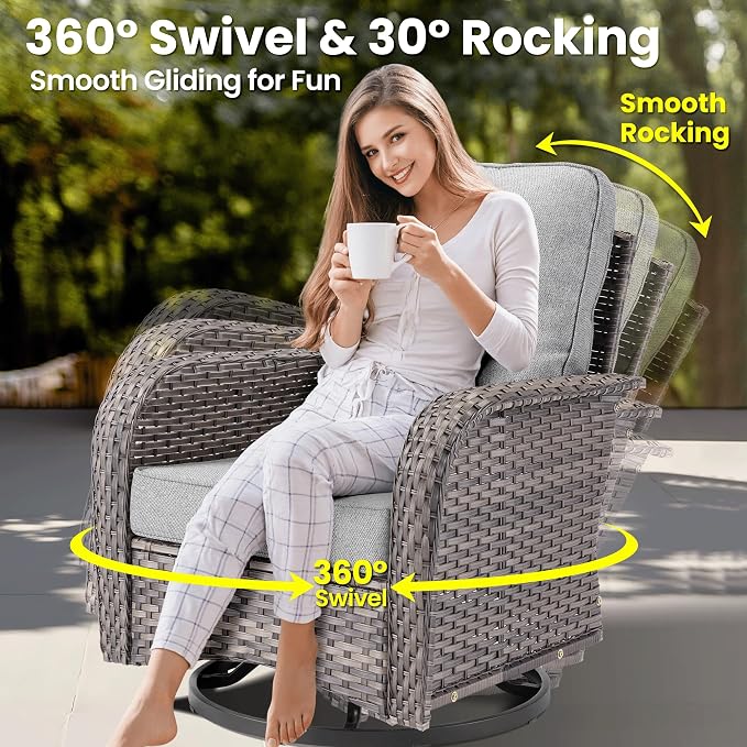 ovios 10 Pieces Patio Furniture Set, Outdoor Wicker Sofa Couch - Image 2