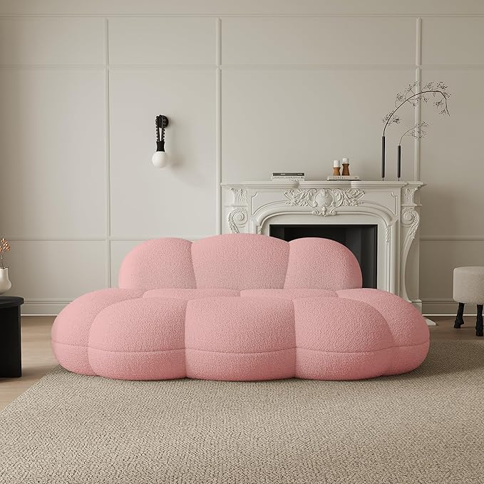 JACH 3 Seater Cloud Sofa for Living Room, Modern Sherpa Upholstered Sofa - Image 4