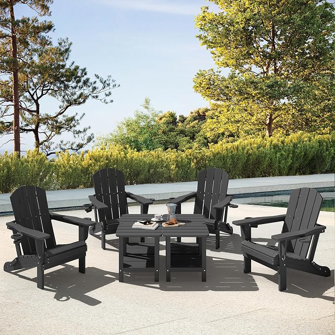 SERWALL Adirondack Table Outdoor Side Table- Gray - Image 10