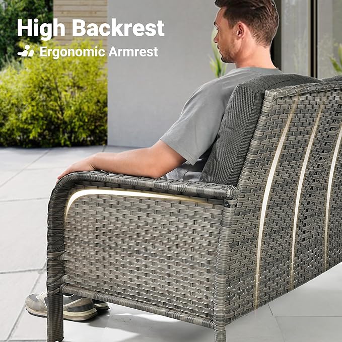 ovios 5-Piece Patio Furniture Set, Outdoor Wicker Sofa - Image 2
