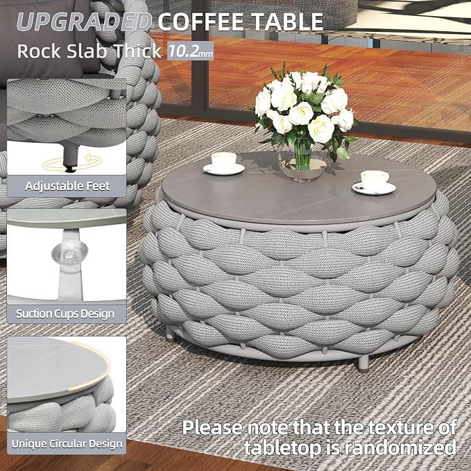 TWT Aluminum Patio Furniture Set Three Seater Sofa Outdoor Furniture Set - Image 7
