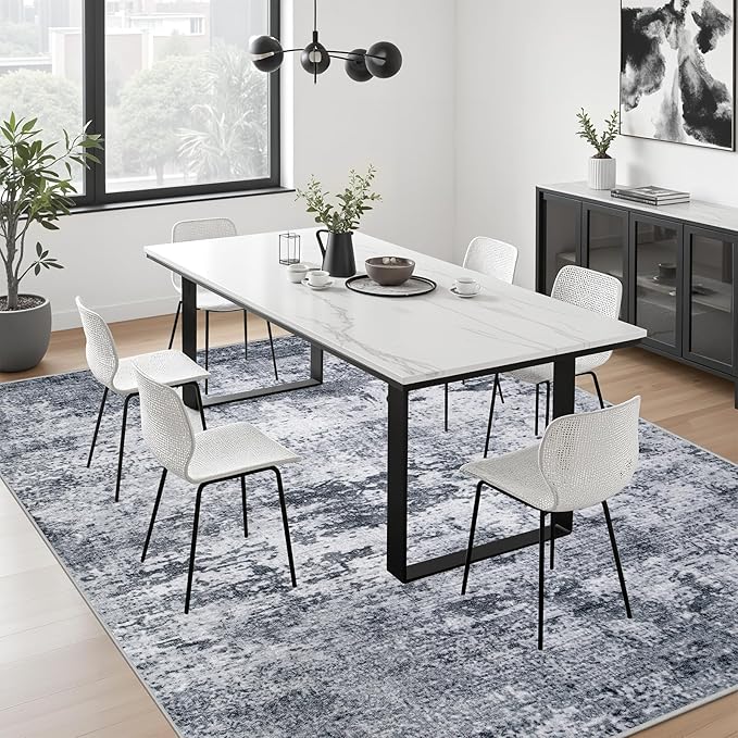 8x10 Area Rug Living Room Rug: Washable Modern Abstract Soft Thin Rug Indoor - Image 5